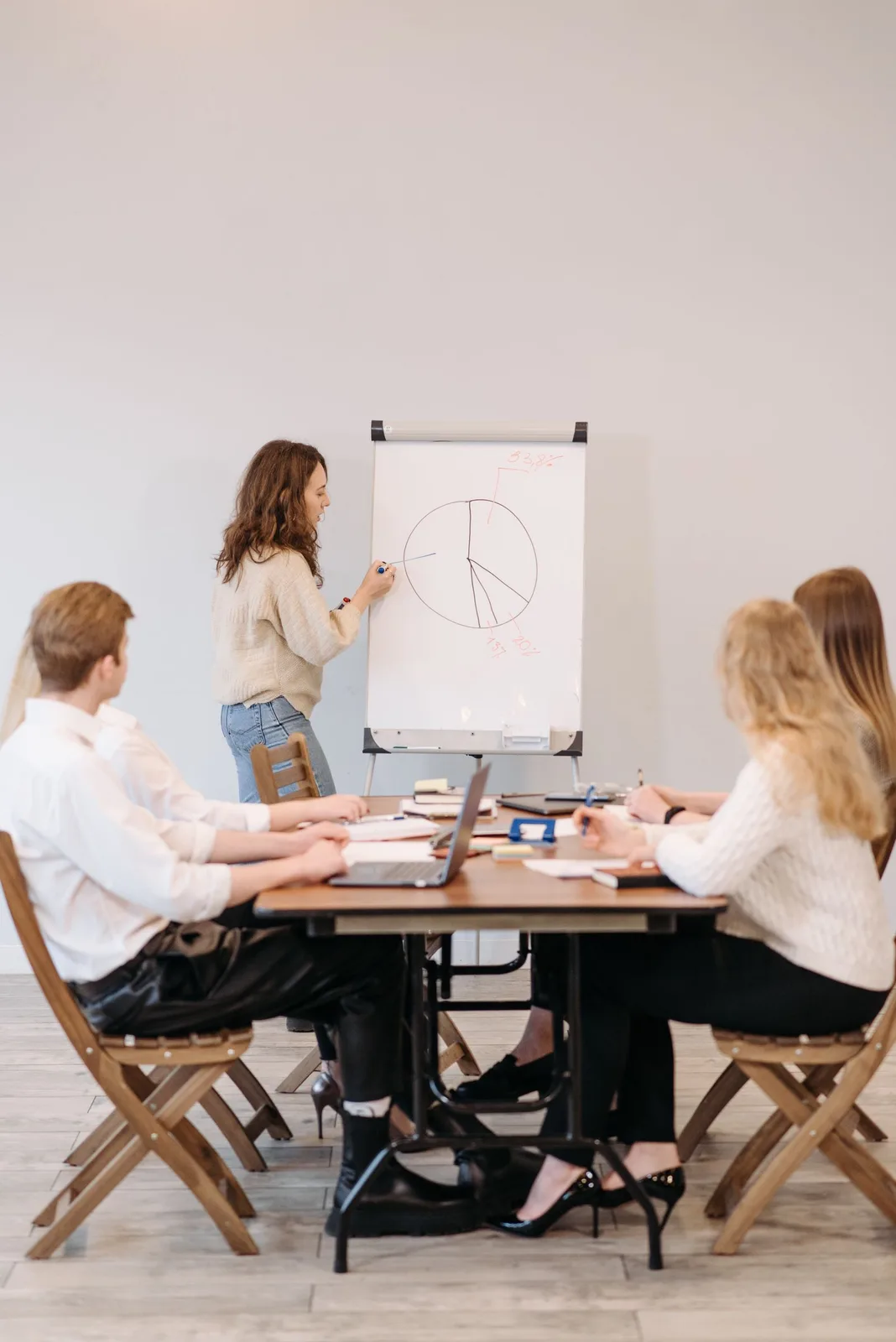 Teilnehmende in einem Workshop mit Flipchart